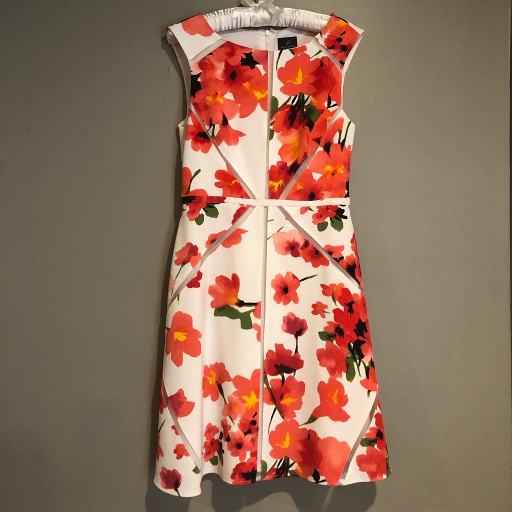 Adrianna Papell boat neck crepe dress